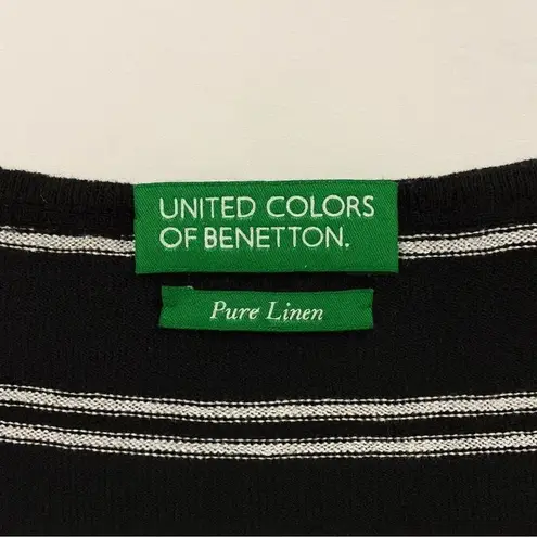 United Colors Of Benetton Linen Striped Top | Navy White | Size S