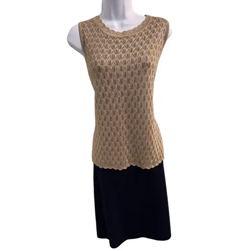 St. John Collection Shell & Skirt Santana Knit Wool Blend Classic Black & Gold L