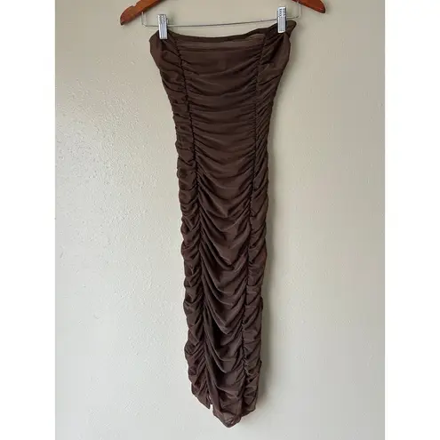 Urban Outfitters  Brown Mia Sheer Ruched Strapless Dress Size XS