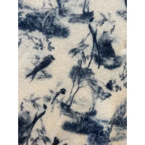 C by Bloomingdale's Cashmere Toile Crewneck Sweater Blue Cream Size XL