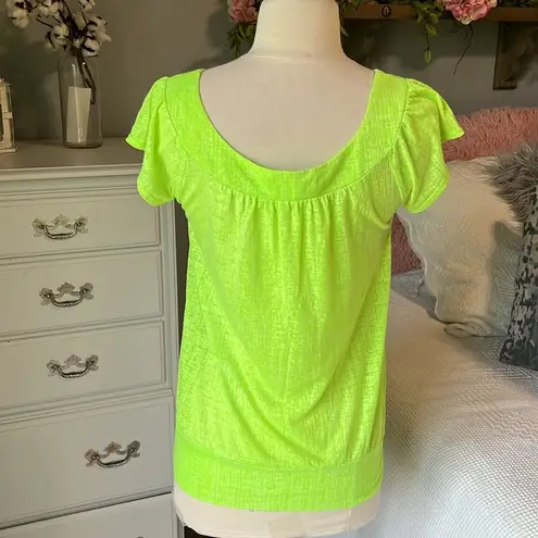 Charlotte Russe Neon Lemon Lime Top Blousey Womens Small