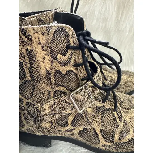 EXPRESS  Snakeskin Print Lace Up Buckle Ankle Boots Womens Size 9.5