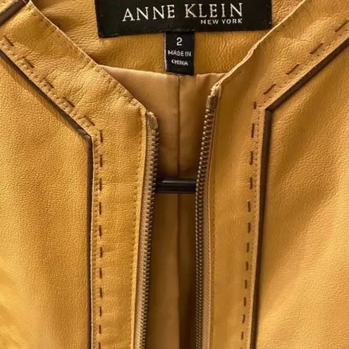 Anne Klein Anne‎ Klein 100% Leather Yellow Zipper Jacket​