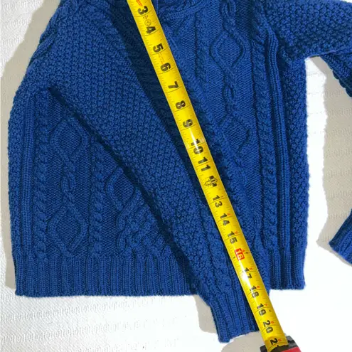 Aran Sweater Market Fisherman Wool Sweater Ireland Large Cream Blue Size XS