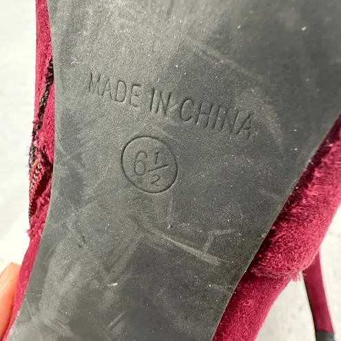 Kelly & Katie Kelly Katie Burgundy Suede Cutout Stiletto Heel Ankle Boots Womens 6.5 Party