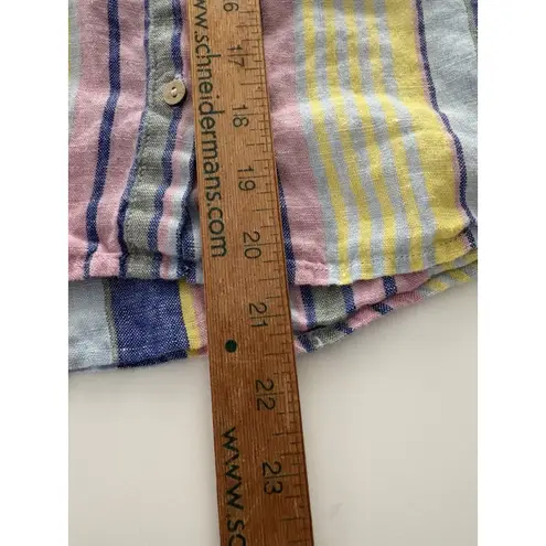C&C California Top Size M Pastel Stripe Linen Coastal Boxy Oversized Lagenlook