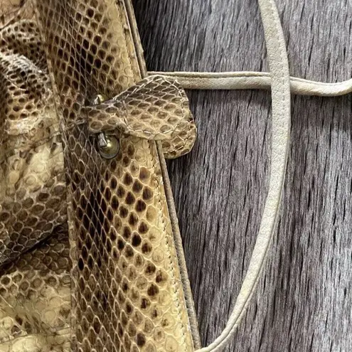 Vintage Pico Bello Genuine Boa Snake Skin Leather Shoulder Crossbody Purse Bag Brown