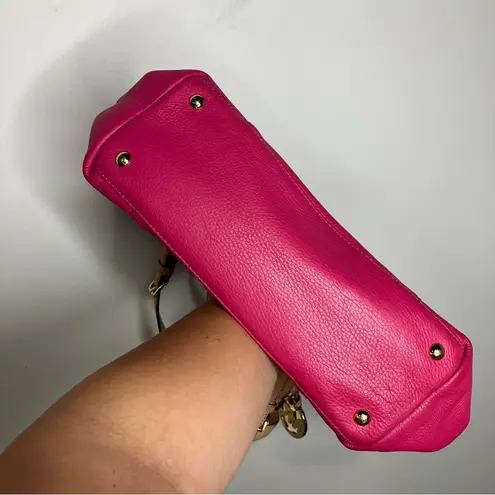 Michael Michael Kors pink & tan leather shoulder bag 15.5” x 10” x 4.25” Barbie