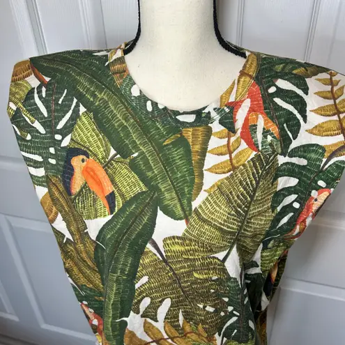 Farm Rio Tropical Monstera Toucan Sleeveless Cotton Top Size XL