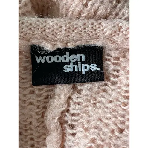 Wooden Ships Pink Cropped Loose Weave Sweater Size S/M Dolman Sleeve V Neck