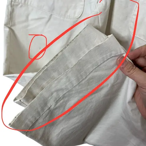 Ba&sh Stone Pants High Rise Cropped Paperbag Ecru Cotton Womens Size S Flawed