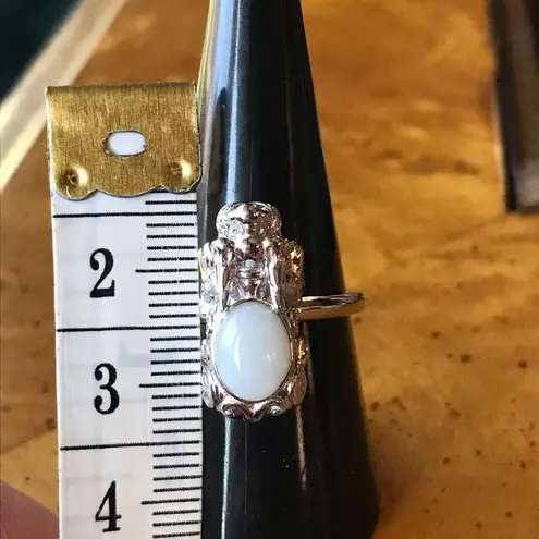 Natural Jade Sterling Silver Dragon Ring Size 8