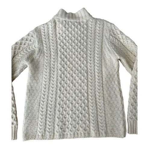 Inis Crafts Irish Cream Wool Zip Cable Knit high neck Cardigan size large