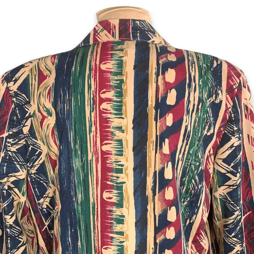 Vintage 80s Toni Garment for C.C. Magic Oversized Blazer Jacket Abstract Print Tan Size M