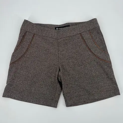 Brooklyn Industries Tweed Shorts Sz 4 Preppy Dark Academia Leather Herringbone Brown