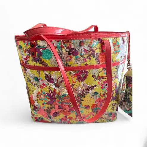 Sakroots Clear Koi Tote Shoulder Purse Coral BeachPool Bag w/Makeup Wallet
