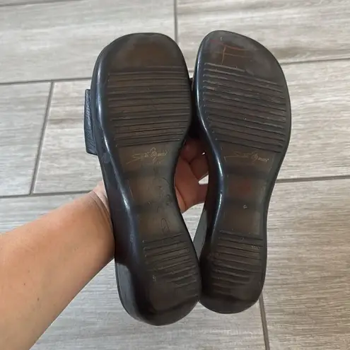 Sesto Meucci Jeweled Slide Sandals Size 7 Black Wedge Slip-On Comfort Shoes