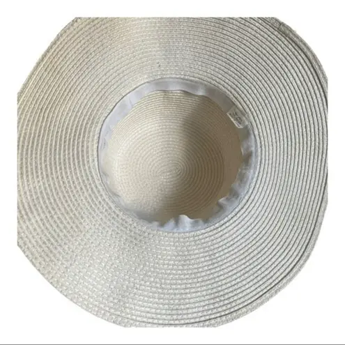 Straw Sun Visor Multi Stranded Beaded Trim Floppy Hat Red