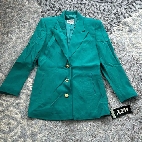 Vintage Morgan Miller Wool Blazer Skirt Suit Set Green 14