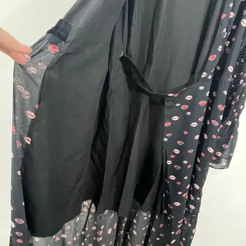 Hutch NEW x ModCloth Truth From My Red Lips Black Midi Dress Size LARGE