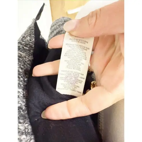 Rebecca Taylor Gray Tweed Style Leather Detail Cropped Zip Up Jacket Blazer 4