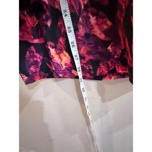 Allison Daley Woman 3X Black Pink Floral Long Sleeve Embellished Top