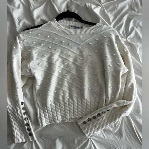 Elegant White Sweater with Button Detail