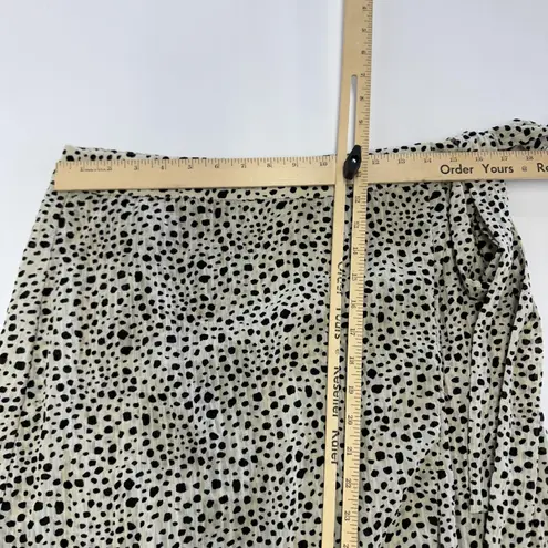 THML Skirt Womens Large Beige Black Dalmatian Dot Wrap Ruffle Midi Boho Print