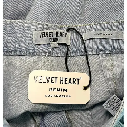 Velvet Heart NWT Women’s Paulina Denim Midi Skirt Light Blue Wash Size Large