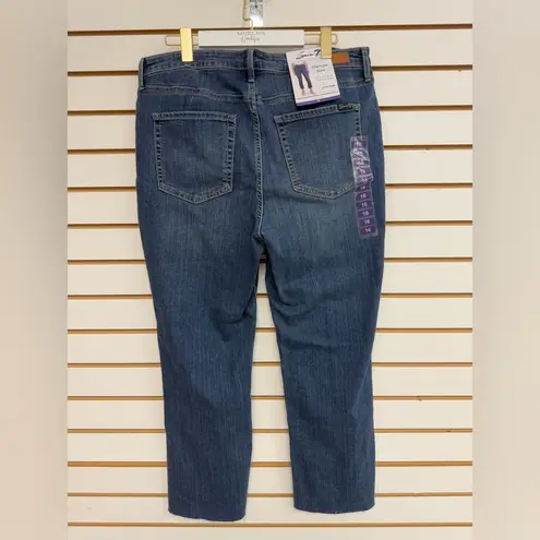 Seven7 Womens Blue Denim Hi-Rise 5 Pocket Step Hem Cropped Jeans Sz 16 NWT