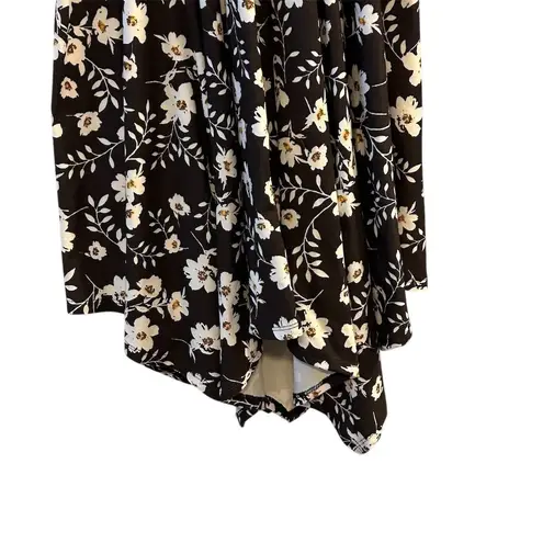 Black Floral Midi Dress Sleeveless Summer Casual