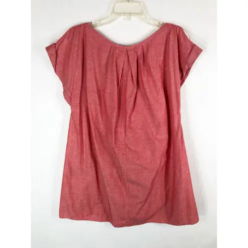 Grey Ant XS Top Red Tie Dye Cold Shoulder Tunic V Neck Cuffed Cap Sleeve 480