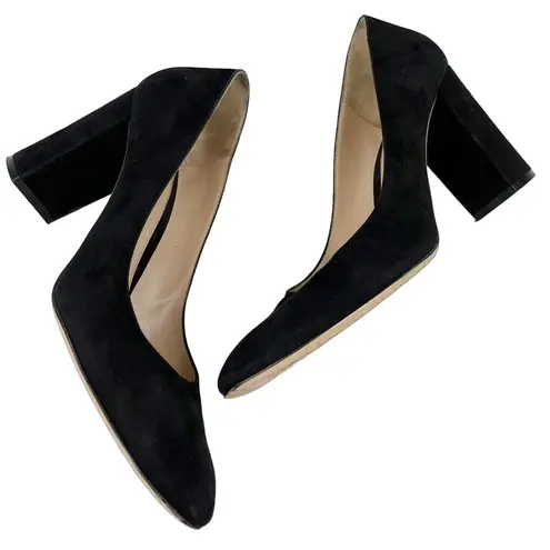 Gianvito Rossi  Linda Black Suede Block Heel Classic Pumps 40