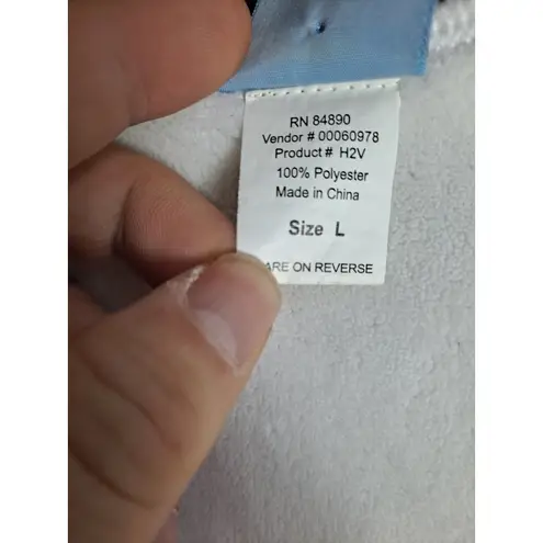 Moon Beams Terry Cloth Robe Short Sleeve Zip Up Lounger Flowers White L Size L