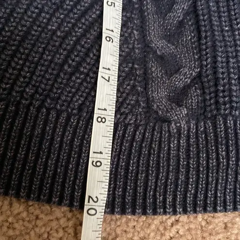 FOR THE REPUBLIC Cotton Crewneck Sweater (Sz XL) Blue Distressed Cable Knit