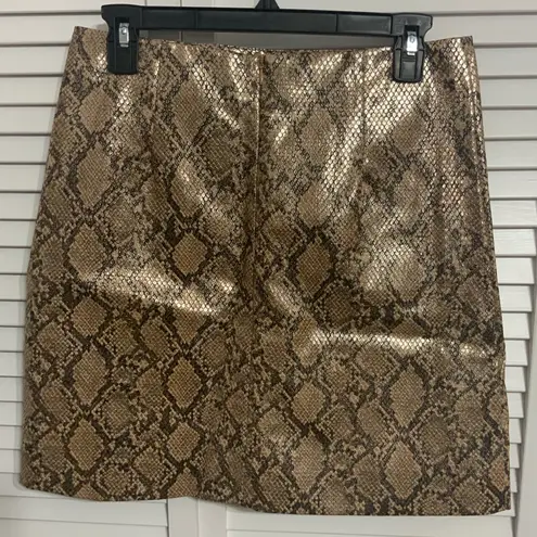 Fate Gold Brown Mini Pencil Skirt Night Out Snake Print Size Medium