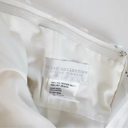 Dessy Collection Imitation Pearl Sequin Mesh Strapless Minidress White Size 4 - Image 11