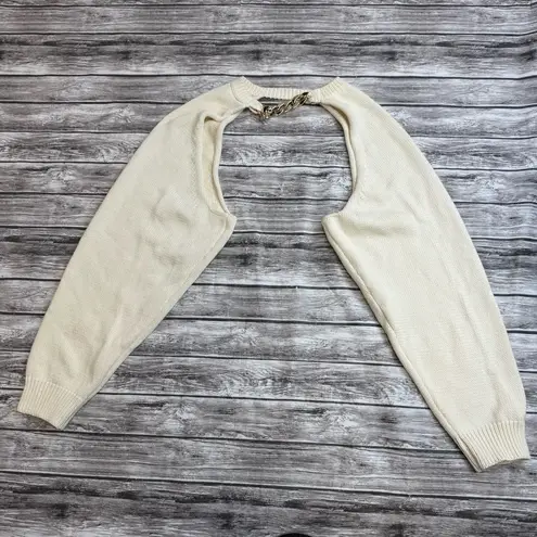 REVOLVE Bubish Women's Ava Bolero Top Shrug Sweater Ivory Cream Faux Gold Chain Size undefined