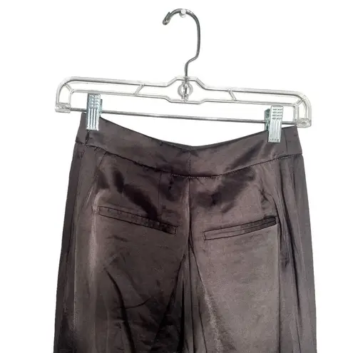 EXPRESS  BLACK HIGH WAISTED SATIN SLIT FRONT STRAIGHT PANTS SZ 00R