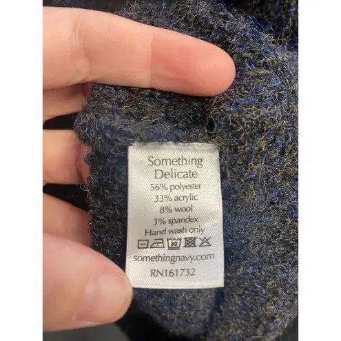 Something Navy Maisie Sweater Womens Small Blue Wool Blend Off The Shoulder B63