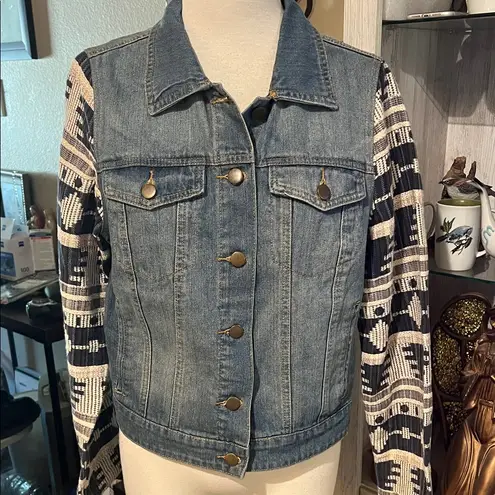 Thread and supply Aztec denim jacket size L Blue Size L - Image 2