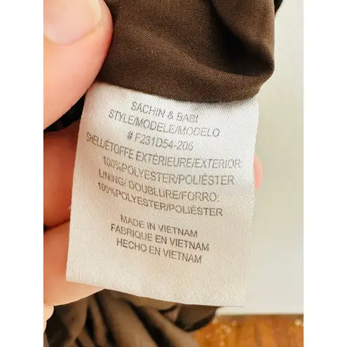 SACHIN & BABI Brown Sleeveless Tie Neck Banded Waist Kayla A