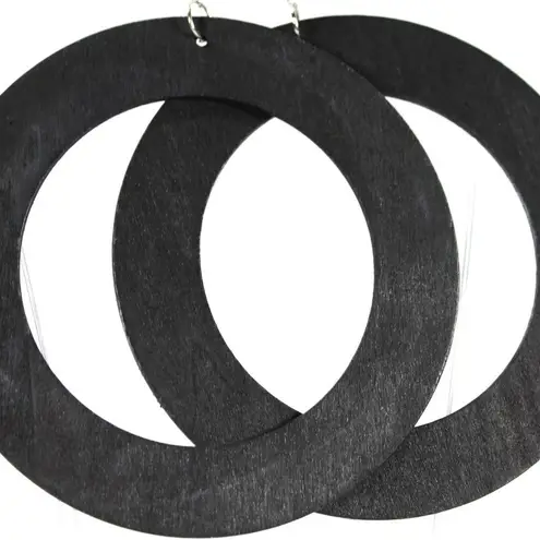 Extra Large Y2K Black Wooden Fashion Earrings Worn Once