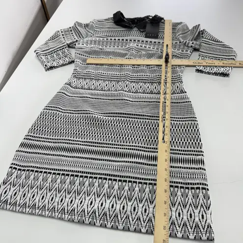 Luna Dress Womens Large Geometric Pattern 3/4 Sleeve Stretch Collared NWT