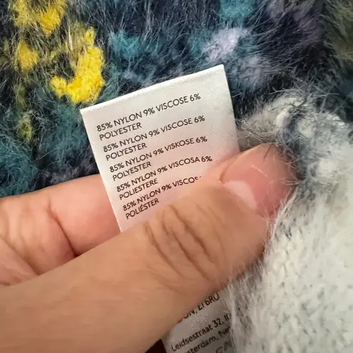 ANTHROPOLOGIE Pilcro Confetti Cropped Fuzzy Faux Fur Sweater Blue Sz M Size M