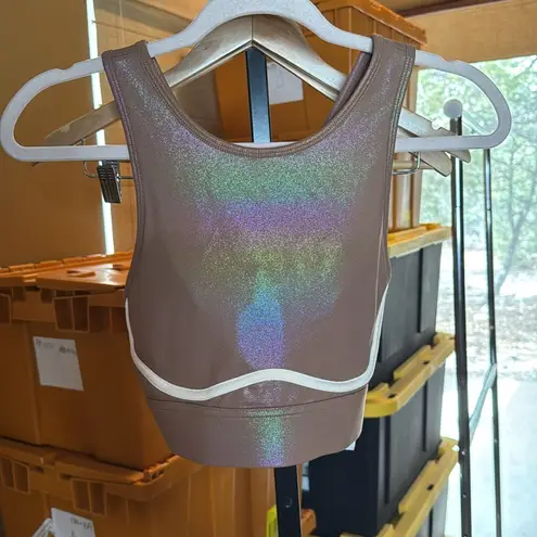 Fabletics NWOT  Blare Cross Back Medium Impact Shine Sports Bra Size Medium
