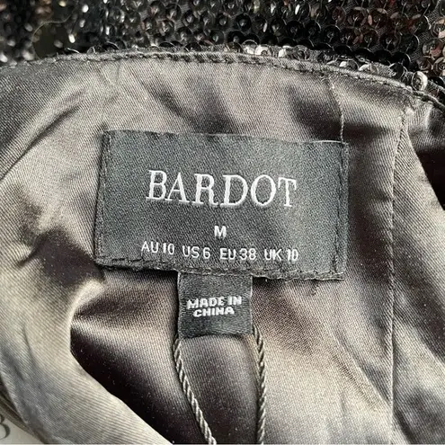 Bardot NWT  Dress Open Back Sequin Midi Black Slip Dress Size 6 Slinky Sexy New