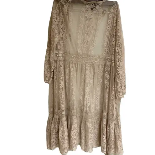 Miss Chievous  Cream Lace Open Front Kimono Coverups Jacket Women’s Medium