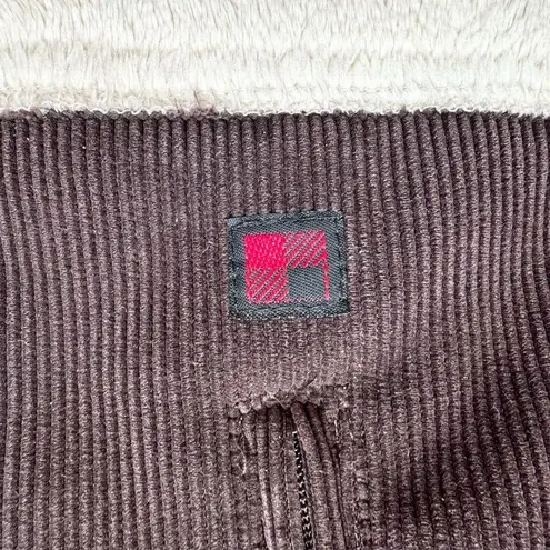 Woolrich Vest Womens Brown Equestrian Corduroy Fleece 2 Way Zip Sleeveless Sz M