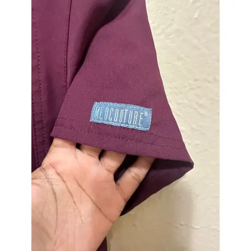 MedCouture Insight XS Wine Scrub Top V Neck Short Sleeve Pockets Women's